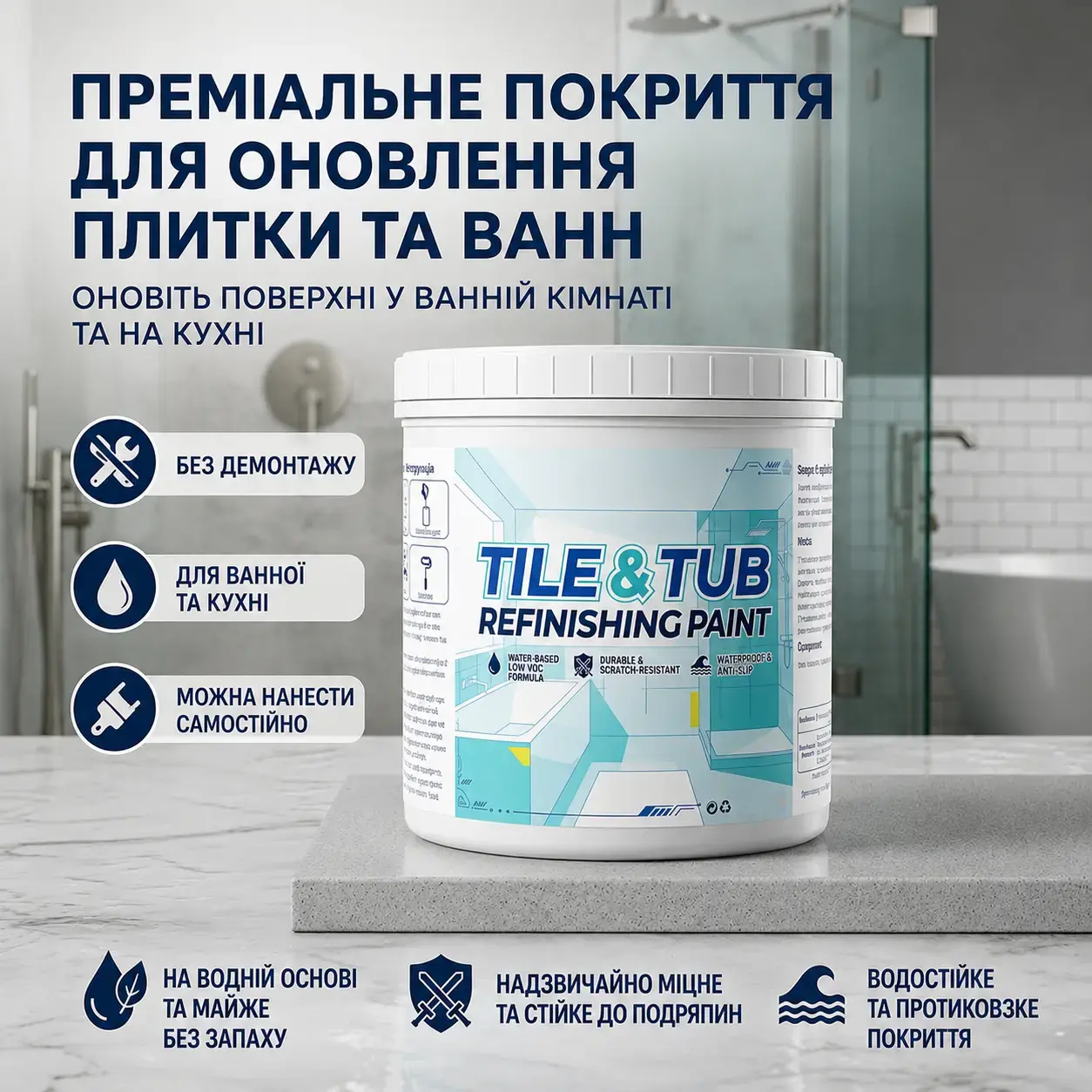 Покриття для оновлення плитки та ванн